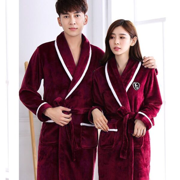 Flannel Thickened Long Section Bathrobe Men - Image 2