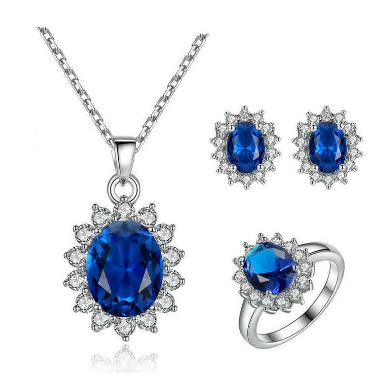 “Sunflower Bridal Jewelry Set with Necklace, Ring, and Stud Earrings”