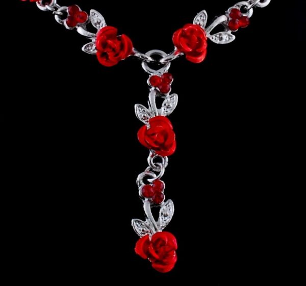 Europe and the United States fashion rose alloy necklace, earrings set of foreign trade, wedding bride fashion jewelry wholesale - Image 2
