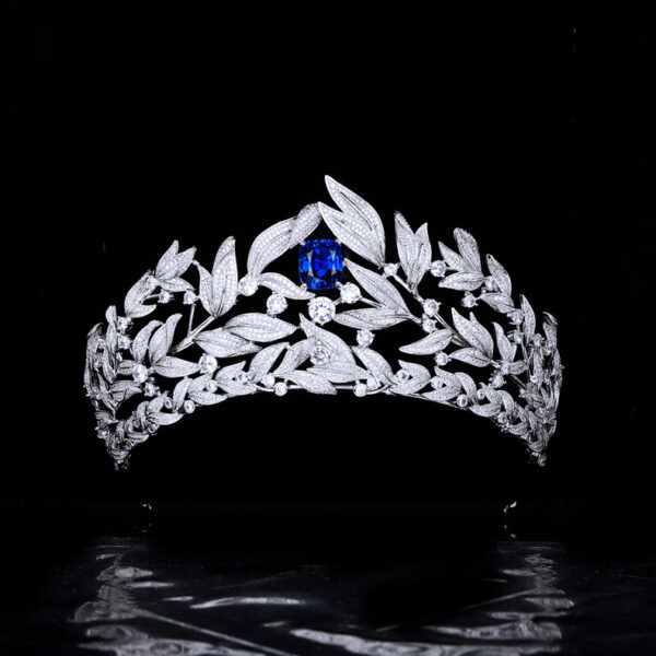 Sapphire Crown Copper Micro Inlay AAA Zircon Crown Wedding Headdress - Image 3
