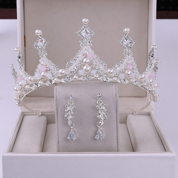 Korean Style Bridal Crown Earring Set - Image 8