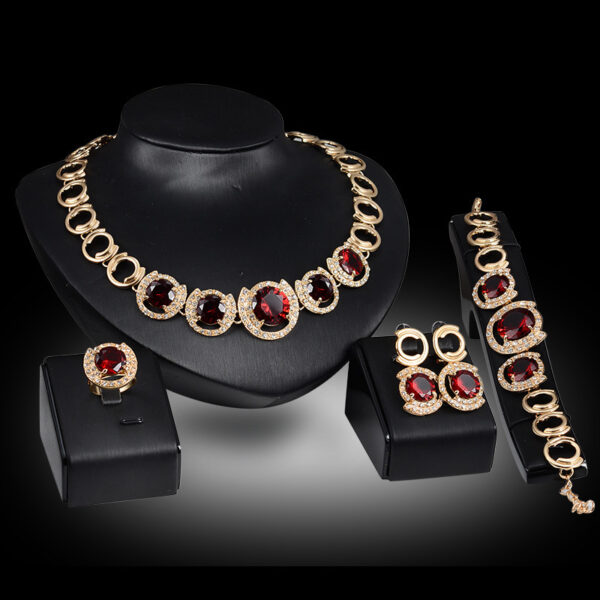 Manufacturer supplies gold jewelry four sets, blue gem jewelry, wedding jewelry, ladies banquet Jewelry Set - Image 2