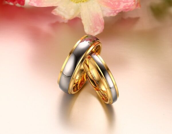 Tungsten steel couple gold ring Europe and the United States wind engagement ring fashion ring - Image 3