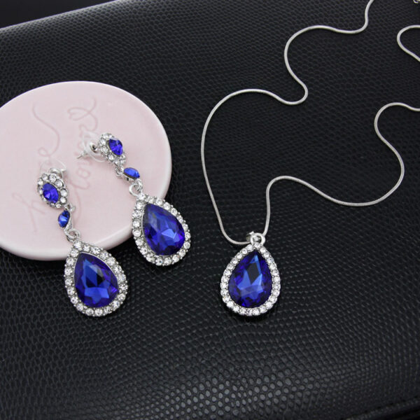 Two-Piece Bridal Jewelry Wedding Rhinestone Earrings Pendant Necklace - Image 3