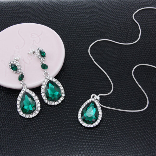 Two-Piece Bridal Jewelry Wedding Rhinestone Earrings Pendant Necklace - Image 4