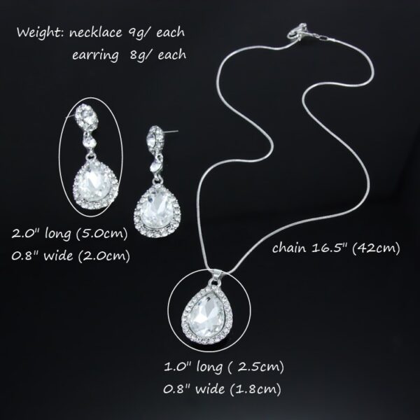 Two-Piece Bridal Jewelry Wedding Rhinestone Earrings Pendant Necklace - Image 2