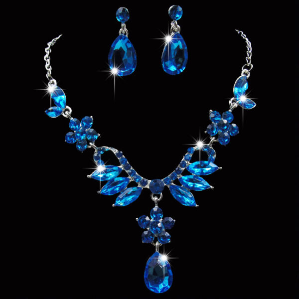 Europe and the United States trade explosion bride alloy diamond necklace earrings set Drop Bridal Jewelry Accessories zircon jewelry - Image 3