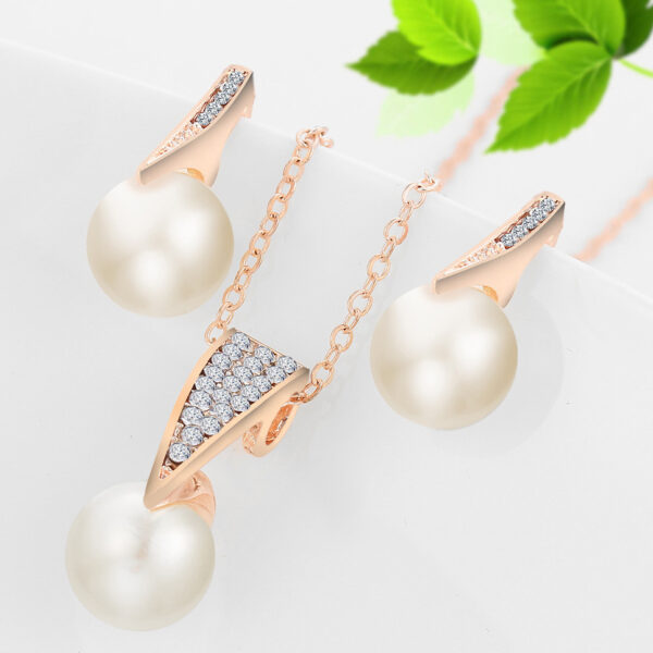 Pearl Necklace Earring Set Wedding Banquet Dress - Image 3