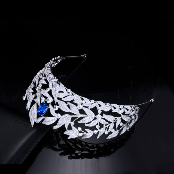 Sapphire Crown Copper Micro Inlay AAA Zircon Crown Wedding Headdress - Image 5