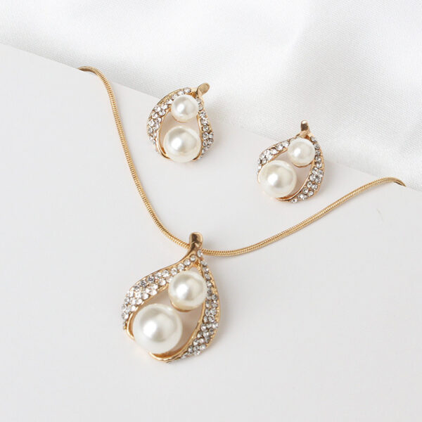 Europe and the United States foreign trade exquisite package with bridal jewelry set pearl water drop two Pearl Necklace Set - Image 6