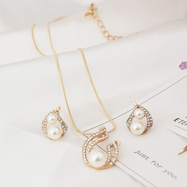 Europe and the United States foreign trade exquisite package with bridal jewelry set pearl water drop two Pearl Necklace Set - Image 4