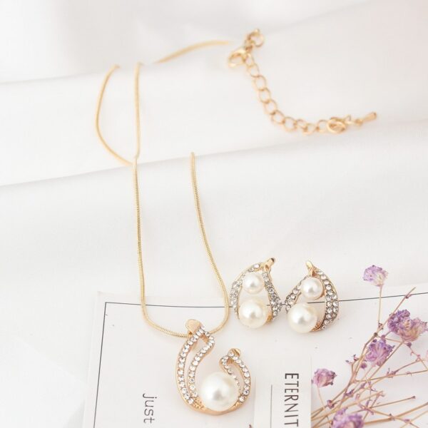 Europe and the United States foreign trade exquisite package with bridal jewelry set pearl water drop two Pearl Necklace Set - Image 2