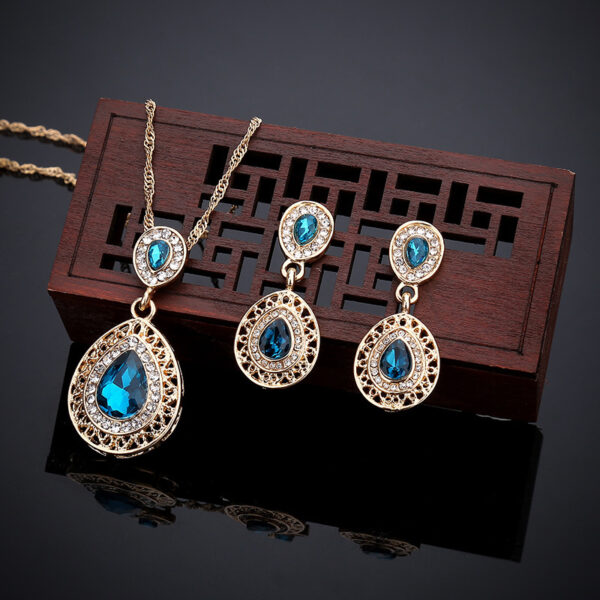 Crystal Drop Earrings Necklace Set Dress Acessories - Image 5