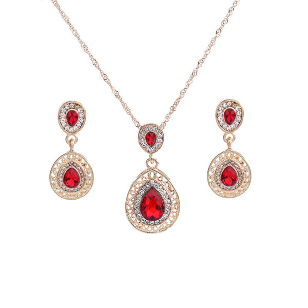 Crystal Drop Earrings Necklace Set Dress Acessories - Image 4