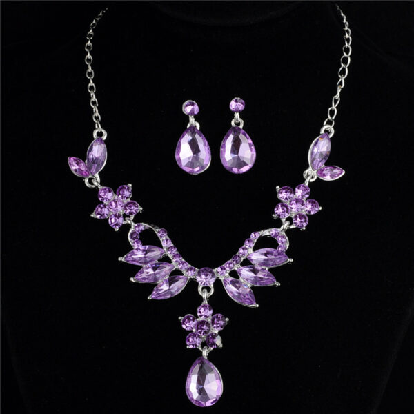 Foreign trade explosion bride alloy diamond necklace earrings set wedding jewelry and jewelry accessories - Image 7