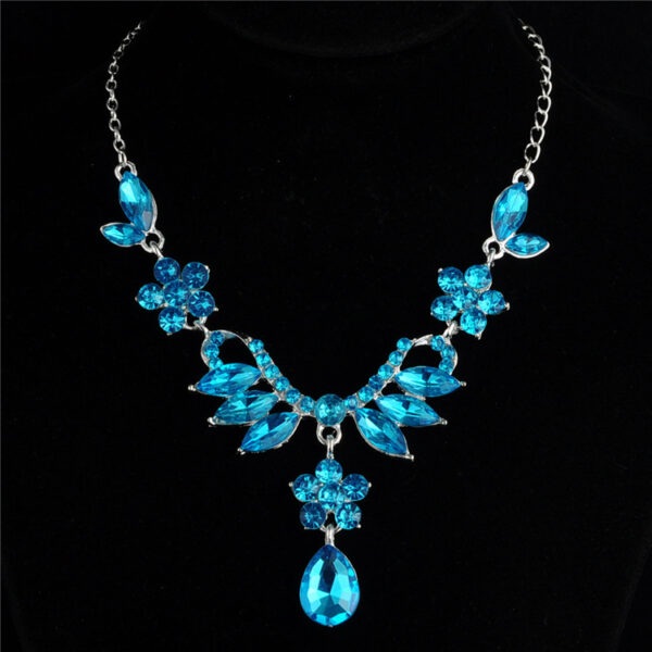 Foreign trade explosion bride alloy diamond necklace earrings set wedding jewelry and jewelry accessories - Image 4