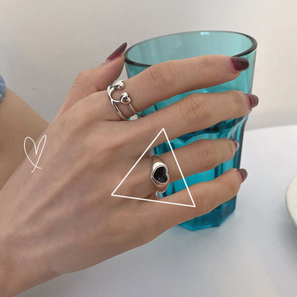 Fashionable Heart Dollar Smiling Face Ring - Image 3