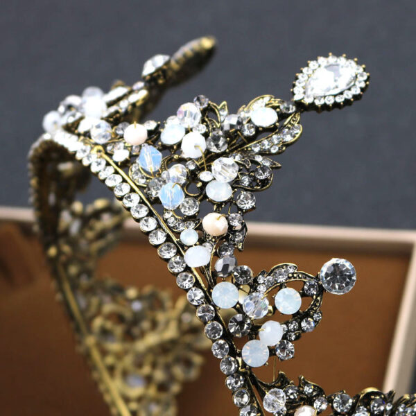 Korean bride rounded crown princess pearl diamond wedding ornaments crown headdress wedding accessories - Image 3