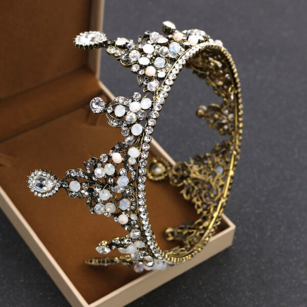 Korean bride rounded crown princess pearl diamond wedding ornaments crown headdress wedding accessories - Image 2