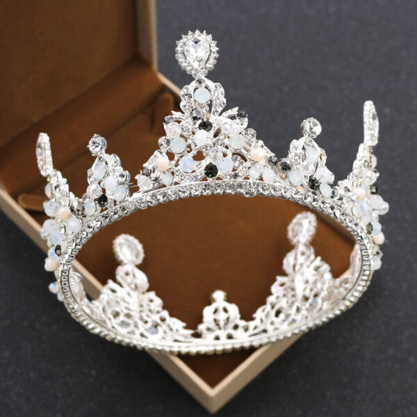 Korean bride rounded crown princess pearl diamond wedding ornaments crown headdress wedding accessories - Image 5