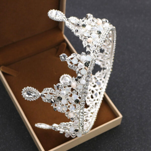 Korean bride rounded crown princess pearl diamond wedding ornaments crown headdress wedding accessories - Image 4