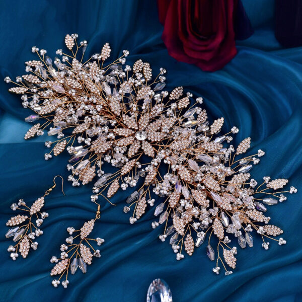 Gold Bridal Tiara & Hair Accessories - Image 3