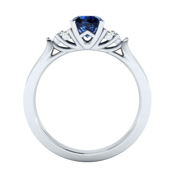 New inlaid sapphire zircon ring European and American hot-plated 925 silver princess engagement ring - Image 4