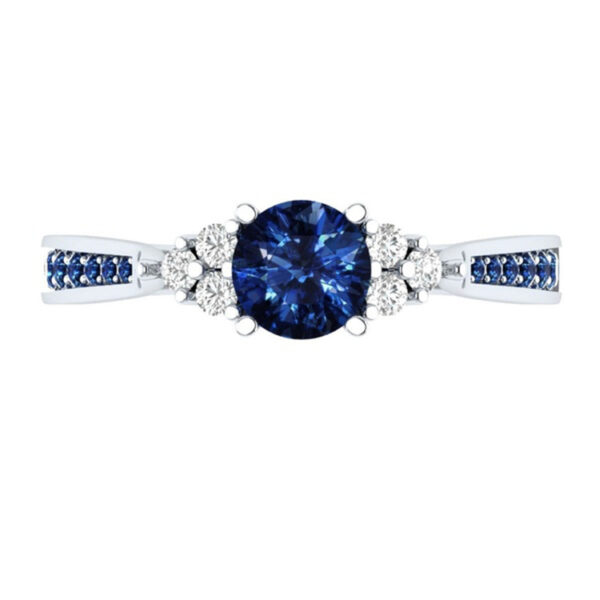New inlaid sapphire zircon ring European and American hot-plated 925 silver princess engagement ring - Image 3