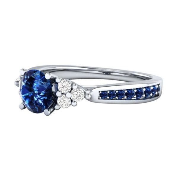 New inlaid sapphire zircon ring European and American hot-plated 925 silver princess engagement ring - Image 2