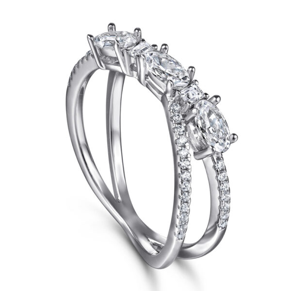 Rings 925 Silver Rotary Cross Denier Zircon Ring Women's Wedding Engagement Ring - Image 4