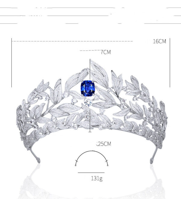 Sapphire Crown Copper Micro Inlay AAA Zircon Crown Wedding Headdress - Image 6