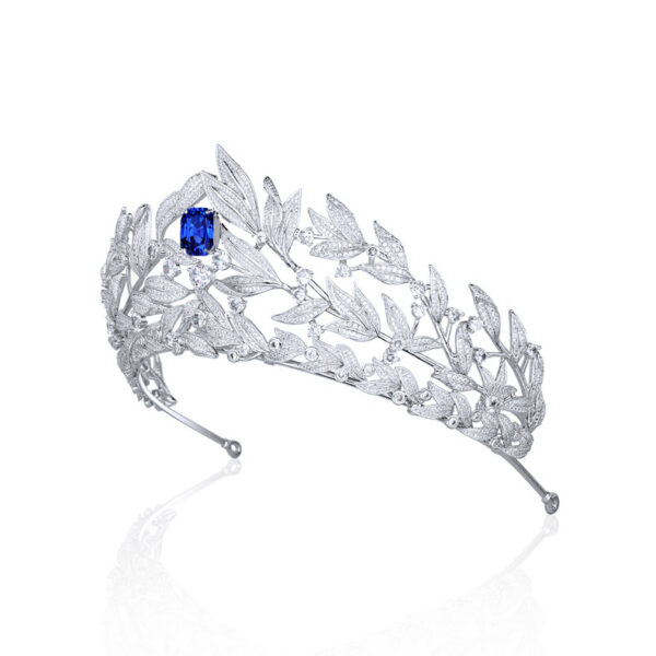 Sapphire Crown Copper Micro Inlay AAA Zircon Crown Wedding Headdress - Image 2
