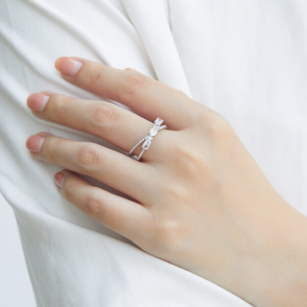 Rings 925 Silver Rotary Cross Denier Zircon Ring Women's Wedding Engagement Ring - Image 5