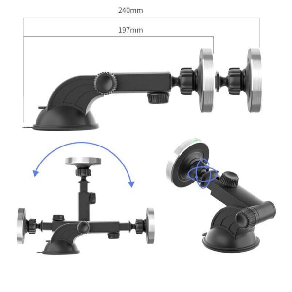 Compatible with Apple, Magnetic Wireless Car Charger for iPhone 12 Pro Max Mini Car Airvent Dashboard Mount Magnet Phone Holder Stand & Fast Charger - Image 3