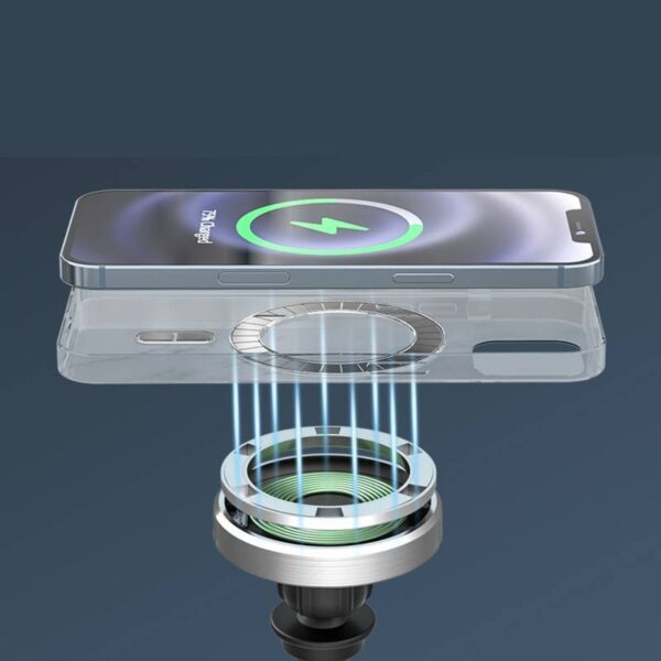 Compatible with Apple, Magnetic Wireless Car Charger for iPhone 12 Pro Max Mini Car Airvent Dashboard Mount Magnet Phone Holder Stand & Fast Charger - Image 4