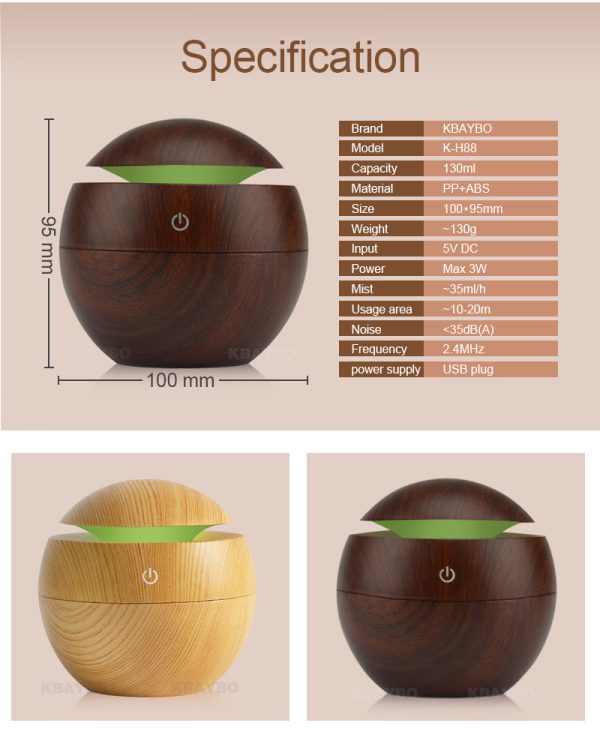 USB Aroma Essential Oil Ultrasonic Cold Steam Diffuser Air Humidifier Purifier 7 Color Change LED Night Light for Home Office - Image 10