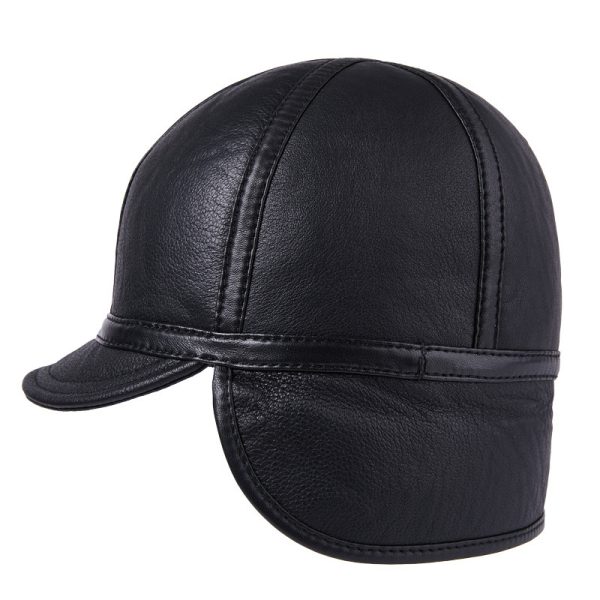 Casual Leather Men's Winter Sheepskin Velvet Thermal Outdoor Hat - Image 8
