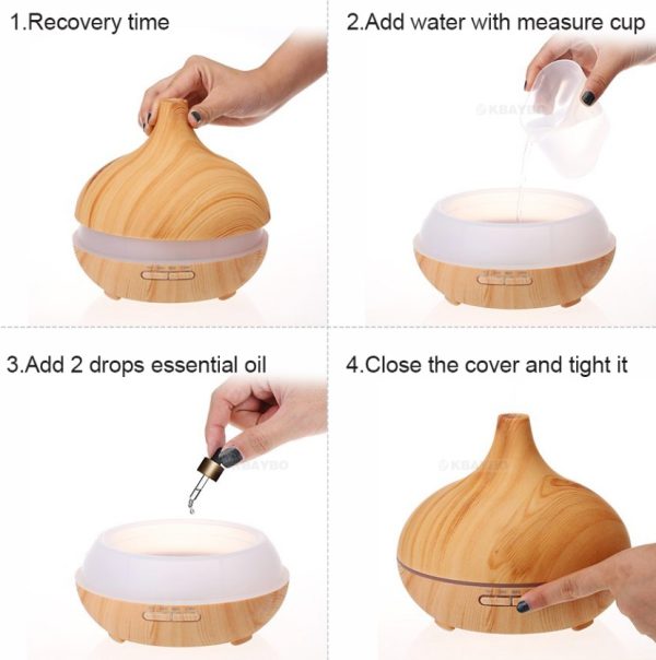 Creative Home Appliance Full Wood Grain Remote Control Aromatherapy Lamp - Image 2