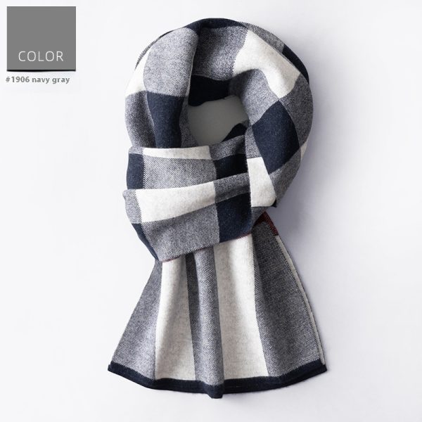 Wool Scarf Men's Winter Plaid Double-sided Scarf - Image 5