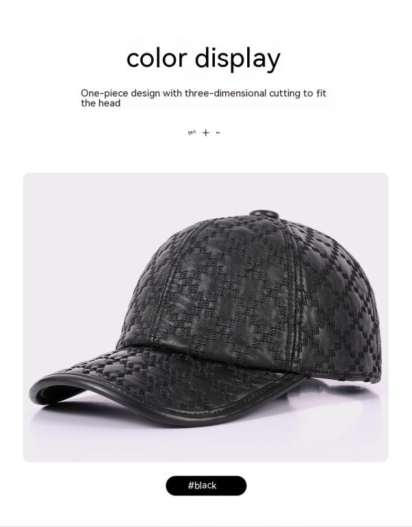 Full-grain Sheepskin Korean Style Small Plaid Hat Men - Image 10