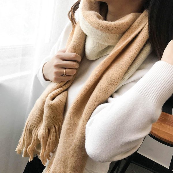 Men's And Women's Korean-style Cashmere Color Matching Scarf Solid Color Shawl - Image 10
