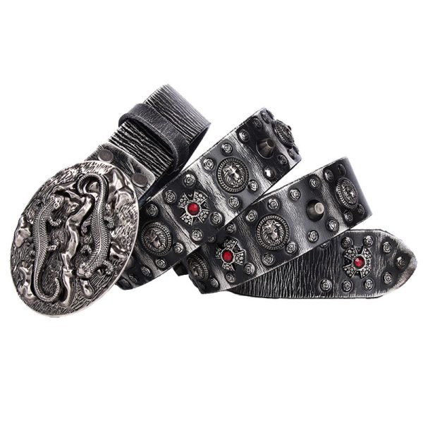 Personality Punk Rivet Men's Leather Belt Performance - Image 3