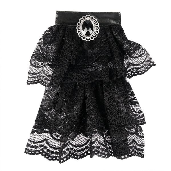 Vintage Shirt Fabric Embroidered Lace Black Detail Bow Tie - Image 6