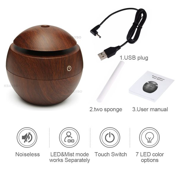 USB Aroma Essential Oil Ultrasonic Cold Steam Diffuser Air Humidifier Purifier 7 Color Change LED Night Light for Home Office - Image 8