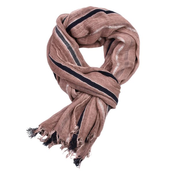 Men's Retro Gentleman Gold Thread Striped Scarf - Image 2
