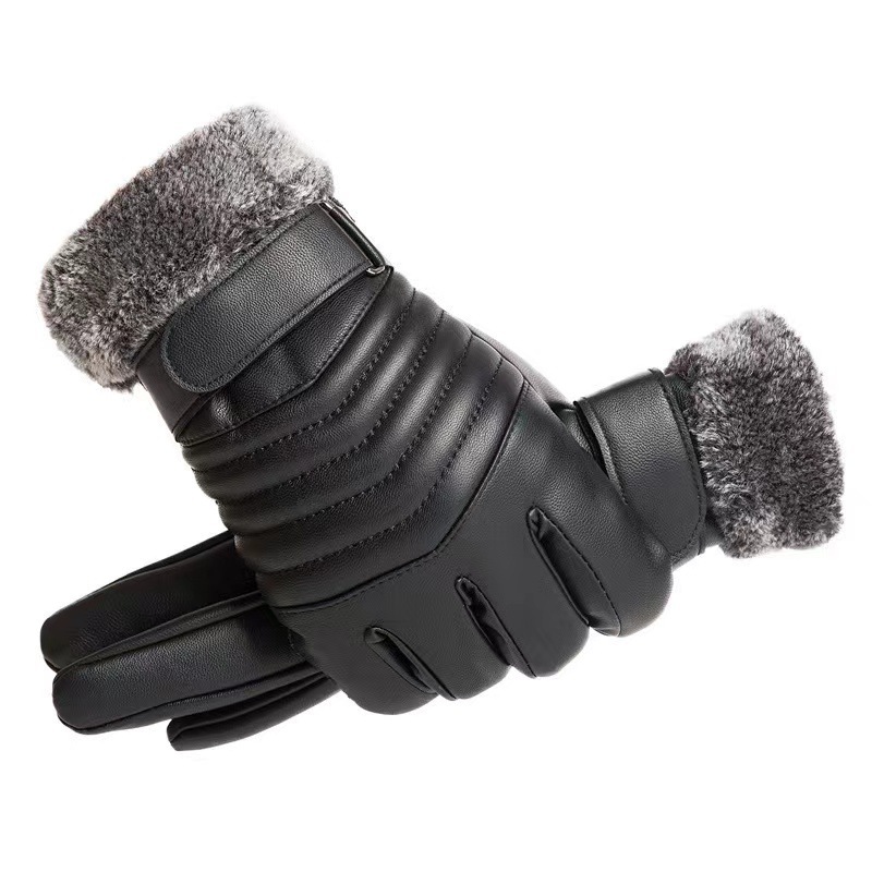 Winter Men's Fleece-lined Thick Windproof Gloves - Image 5