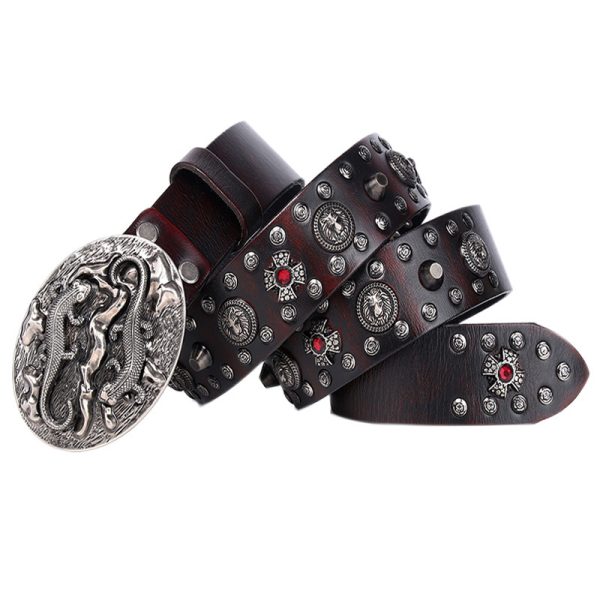 Personality Punk Rivet Men's Leather Belt Performance - Image 5