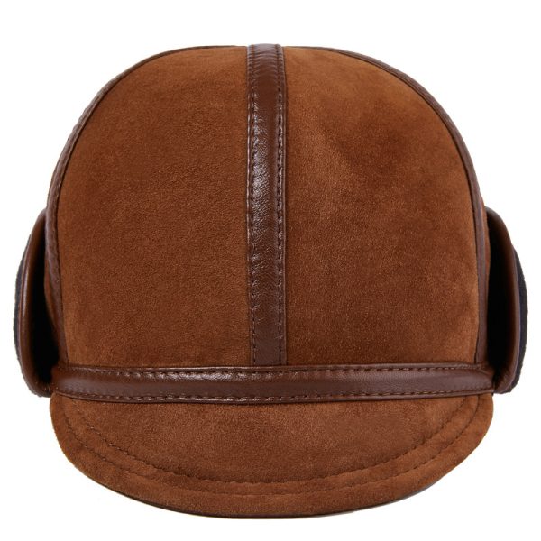 Casual Leather Men's Winter Sheepskin Velvet Thermal Outdoor Hat - Image 6