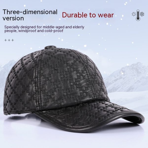 Full-grain Sheepskin Korean Style Small Plaid Hat Men - Image 5