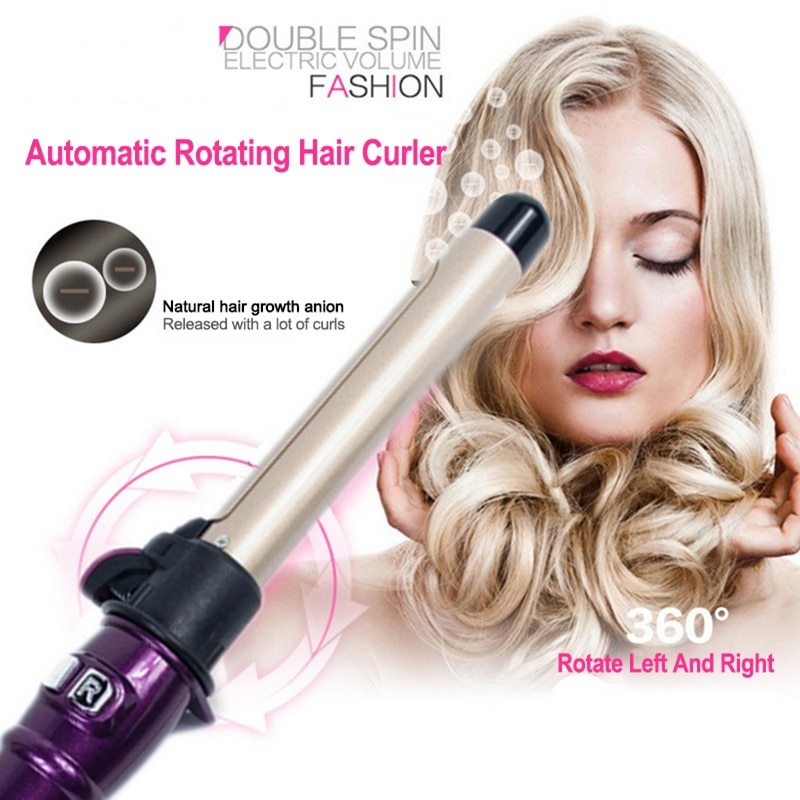 oman using ceramic hair curler to create smooth, shiny, and long-lasting curls at home.”